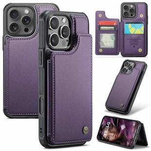 For iPhone 16 Pro CaseMe C22 Card Slots Holder RFID Anti-theft Phone Case(Purple)