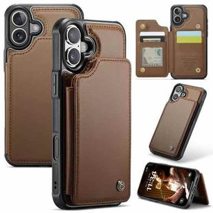 For iPhone 16 CaseMe C22 Card Slots Holder RFID Anti-theft Phone Case(Brown)