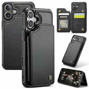 For iPhone 16 CaseMe C22 Card Slots Holder RFID Anti-theft Phone Case(Black)