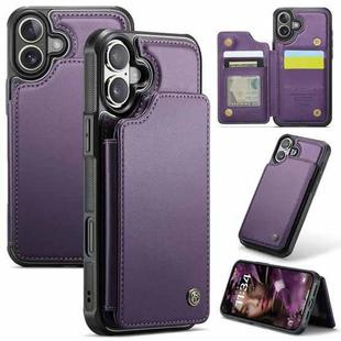 For iPhone 16 CaseMe C22 Card Slots Holder RFID Anti-theft Phone Case(Purple)