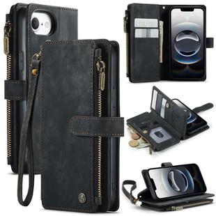 For iPhone 16e CaseMe C30 Card Slots Zipper Wallet Leather Phone Case(Black)