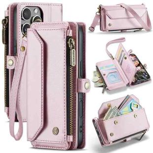 For iPhone 16 Pro CaseMe C36 Card Slots Zipper Wallet RFID Anti-theft Leather Phone Case(Pink)