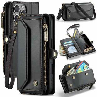 For iPhone 16 Pro CaseMe C36 Card Slots Zipper Wallet RFID Anti-theft Leather Phone Case(Black)