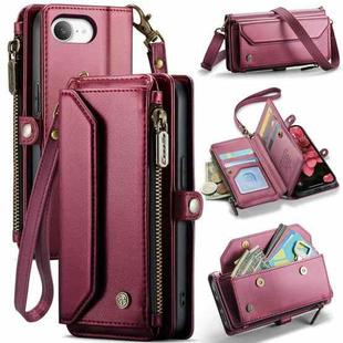 For iPhone 16e CaseMe C36 Card Slots Zipper Wallet RFID Anti-theft Leather Phone Case(Red)