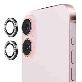 For iPhone 16 / 16 Plus ENKAY AR Anti-reflection Individual Diamond Ring Camera Lens Glass Full Film(Black)