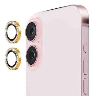 For iPhone 16 / 16 Plus ENKAY AR Anti-reflection Individual Diamond Ring Camera Lens Glass Full Film(Golden)