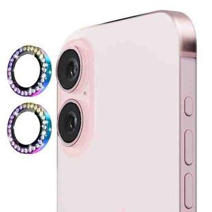 For iPhone 16 / 16 Plus ENKAY AR Anti-reflection Individual Diamond Ring Camera Lens Glass Full Film(Colorful)