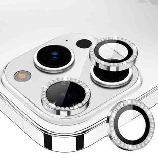 For iPhone 16 Pro / 16 Pro Max ENKAY AR Anti-reflection Individual Diamond Ring Camera Lens Glass Full Film(Silver)