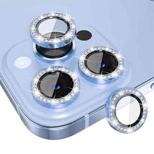 For iPhone 16 Pro / 16 Pro Max ENKAY AR Anti-reflection Individual Diamond Ring Camera Lens Glass Full Film(Sierra Blue)