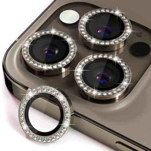 For iPhone 16 Pro / 16 Pro Max ENKAY AR Anti-reflection Individual Diamond Ring Camera Lens Glass Full Film(Titanium Gold)