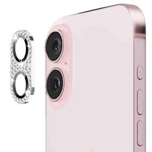 For iPhone 16 / 16 Plus ENKAY Hat-Prince Blink Diamond Camera Lens Aluminium Alloy Tempered Glass Film(Silver)