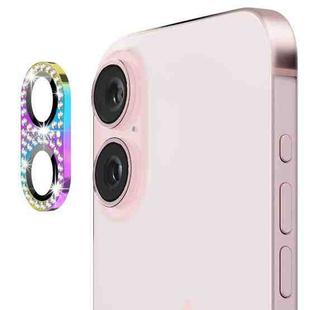 For iPhone 16 / 16 Plus ENKAY Hat-Prince Blink Diamond Camera Lens Aluminium Alloy Tempered Glass Film(Colorful)