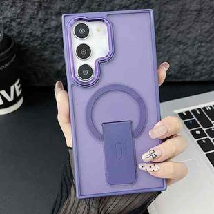 For Samsung Galaxy S24 5G Acrylic Hybrid TPU MagSafe Holder Phone Case(Dark Night Purple)