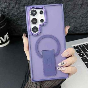 For Samsung Galaxy S23 Ultra 5G Acrylic Hybrid TPU MagSafe Holder Phone Case(Dark Night Purple)