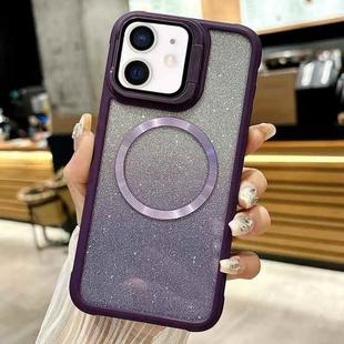 For iPhone 11 CD-grain Gradient Glitter Magsafe Acrylic Hybrid TPU Phone Case(Purple)