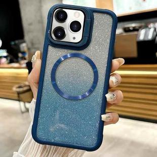 For iPhone 11 Pro Max CD-grain Gradient Glitter Magsafe Acrylic Hybrid TPU Phone Case(Blue)