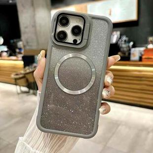 For iPhone 12 Pro CD-grain Gradient Glitter Magsafe Acrylic Hybrid TPU Phone Case(Grey)