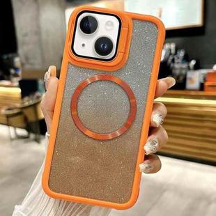 For iPhone 13 CD-grain Gradient Glitter Magsafe Acrylic Hybrid TPU Phone Case(Orange)