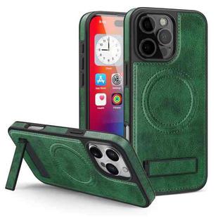 For iPhone 16 Pro Max Multi-function Holder MagSafe PU Phone Case(Green)