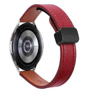 For Samsung Galaxy Watch FE 40mm Slim Magnetic Buckle 20mm Microfiber Leather Watch Band(Wine Red)