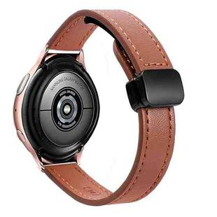 For Samsung Galaxy Watch Active 2  Slim Magnetic Buckle 20mm Microfiber Leather Watch Band(Mocha Brown)