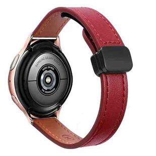 For Samsung Galaxy Watch Active 2  Slim Magnetic Buckle 20mm Microfiber Leather Watch Band(Wine Red)