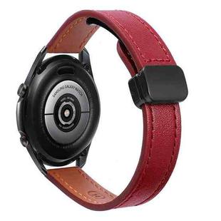 For Samsung Galaxy Watch3 41mm Slim Magnetic Buckle 20mm Microfiber Leather Watch Band(Wine Red)