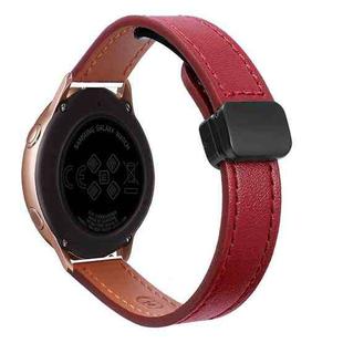 For Samsung Galaxy Watch Active Slim Magnetic Buckle 20mm Microfiber Leather Watch Band(Wine Red)