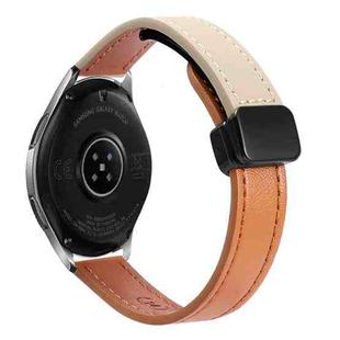 For Samsung Galaxy Watch 42mm Slim Magnetic Buckle 20mm Microfiber Leather Watch Band(Aimaorange+Cream Apricot)