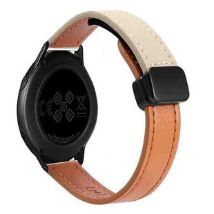 For Samsung Gear S2 Classic Slim Magnetic Buckle 20mm Microfiber Leather Watch Band(Aimaorange+Cream Apricot)