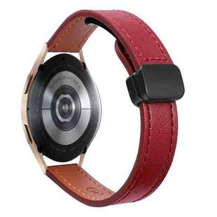 For Samsung Galaxy Watch 4  40 / 44mm Slim Magnetic Buckle 20mm Microfiber Leather Watch Band(Wine Red)