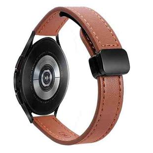 For Samsung Galaxy Watch 4 Classic 42 / 46mm Slim Magnetic Buckle 20mm Microfiber Leather Watch Band(Mocha Brown)