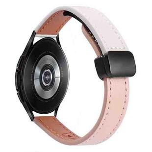 For Samsung Galaxy Watch 4 Classic 42 / 46mm Slim Magnetic Buckle 20mm Microfiber Leather Watch Band(Pink+Apricot)