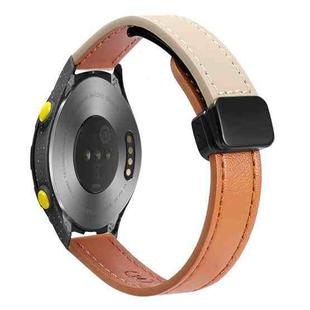 For Huawei Watch 2 Slim Magnetic Buckle 20mm Microfiber Leather Watch Band(Orange+Creamy Apricot)