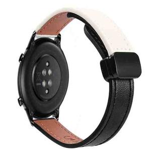 For Honor Magic Watch 2 42mm Slim Magnetic Buckle 20mm Microfiber Leather Watch Band(Black+Apricot)