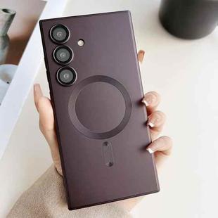 For Samsung Galaxy S25 5G Metallic Paint Magsafe Liquid TPU Phone Case(Brown)