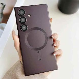For Samsung Galaxy S25+ 5G Metallic Paint Magsafe Liquid TPU Phone Case(Brown)