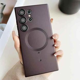 For Samsung Galaxy S25 Ultra 5G Metallic Paint Magsafe Liquid TPU Phone Case(Brown)