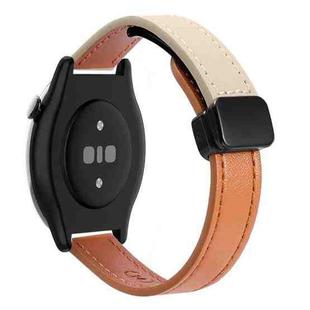 For Amazfit GTR Mini Slim Magnetic Buckle 20mm Microfiber Leather Watch Band(Orange+Cream Apricot)