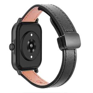 For Amazfit GTS 3 Slim Magnetic Buckle 20mm Microfiber Leather Watch Band(Black)