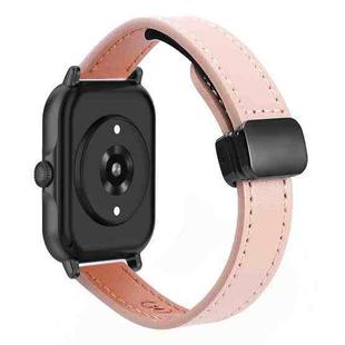 For Amazfit GTS 3 Slim Magnetic Buckle 20mm Microfiber Leather Watch Band(Sakura Pink)