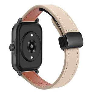 For Amazfit GTS 2e Slim Magnetic Buckle 20mm Microfiber Leather Watch Band(Cream Apricot)