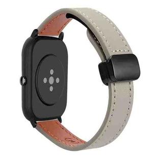 For Amazfit Pop Slim Magnetic Buckle 20mm Microfiber Leather Watch Band(Calf Elephant Gray)