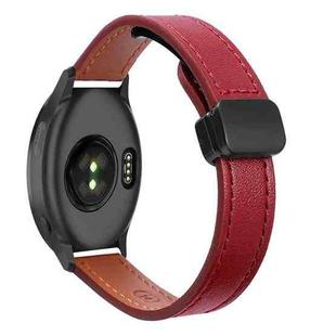 For Garmin Forerunner 165 Slim Magnetic Buckle 20mm Microfiber Leather Watch Band(Wine Red)