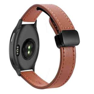 For Garmin Active 5 Slim Magnetic Buckle 20mm Microfiber Leather Watch Band(Mocha Brown)