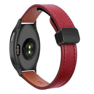 For Garmin Active 5 Slim Magnetic Buckle 20mm Microfiber Leather Watch Band(Wine Red)