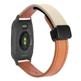 For Garmin Venu SQ2 Slim Magnetic Buckle 20mm Microfiber Leather Watch Band(Aimaorange+Cream Apricot)