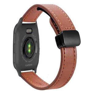 For Garmin Venu SQ2 Slim Magnetic Buckle 20mm Microfiber Leather Watch Band(Mocha Brown)