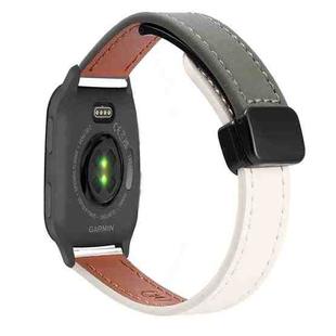 For Garmin Venu SQ2 Slim Magnetic Buckle 20mm Microfiber Leather Watch Band(Apricot+Avocado Green)