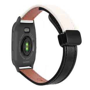 For Garmin Venu SQ2 Slim Magnetic Buckle 20mm Microfiber Leather Watch Band(Black+Apricot)